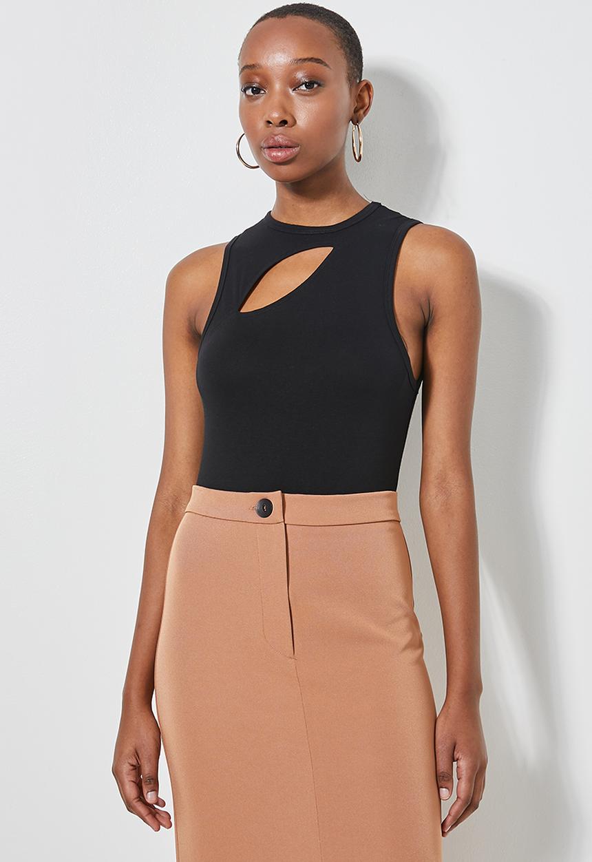 Superbalist - Wide rib cutout dtl bodysuit - black