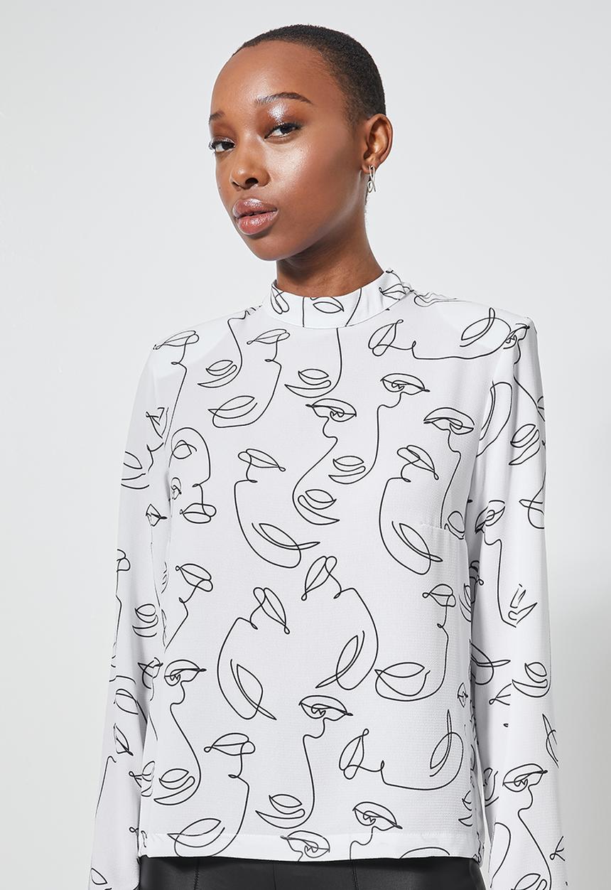 Superbalist - Hi neck shell - white & black