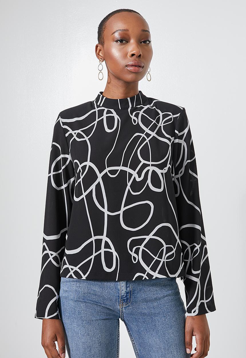Superbalist - Hi neck shell - black & white 