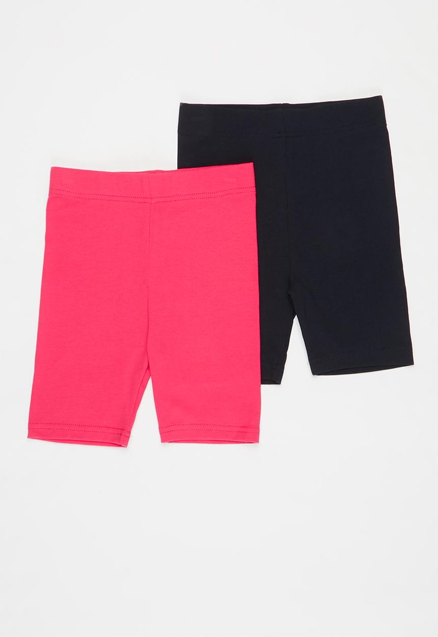 Pop Candy - Younger girls 2 pack biker leggings - navy & pink