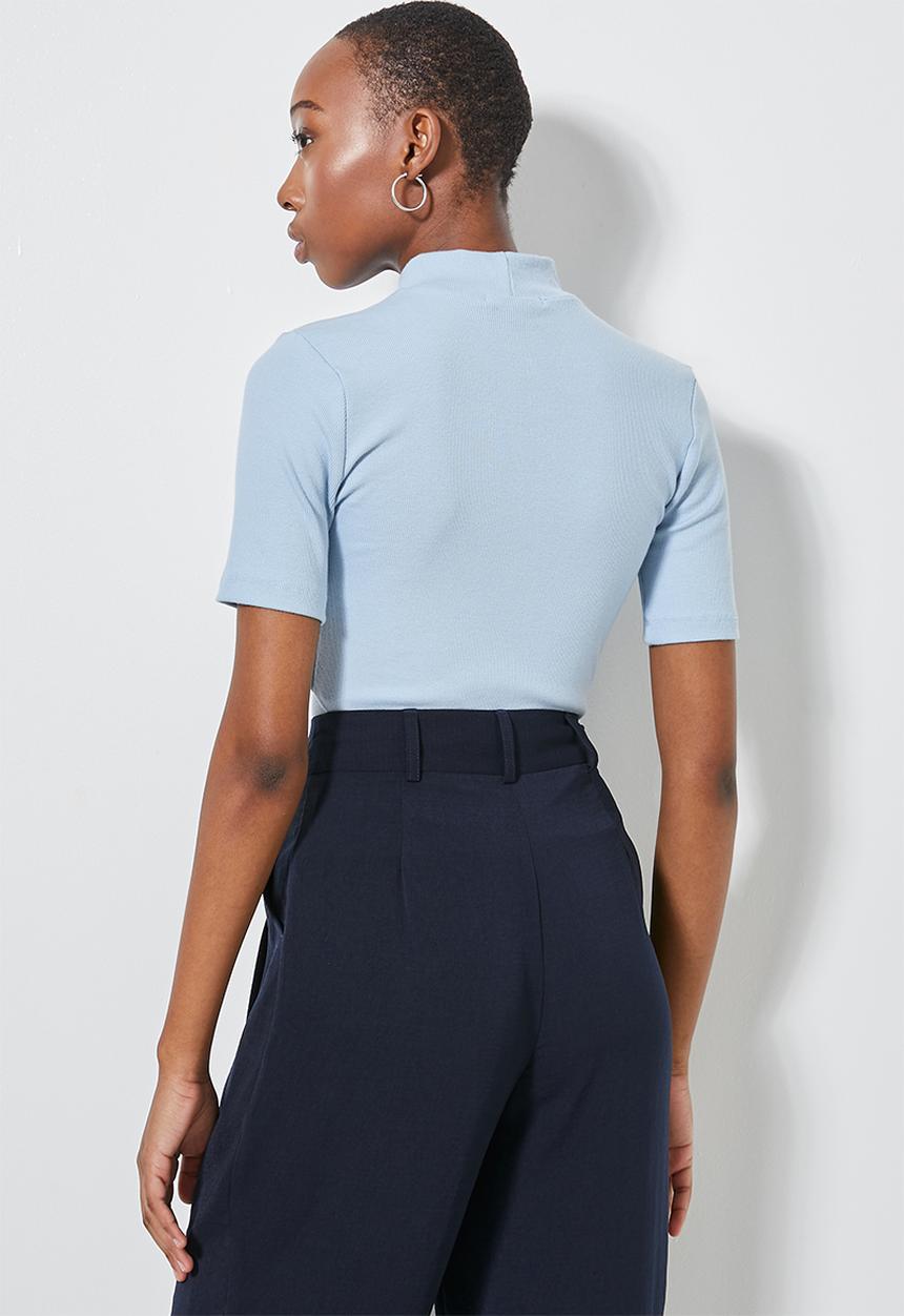 Superbalist - 2 pack lycra rib turtle neck tee's - grey & blue 