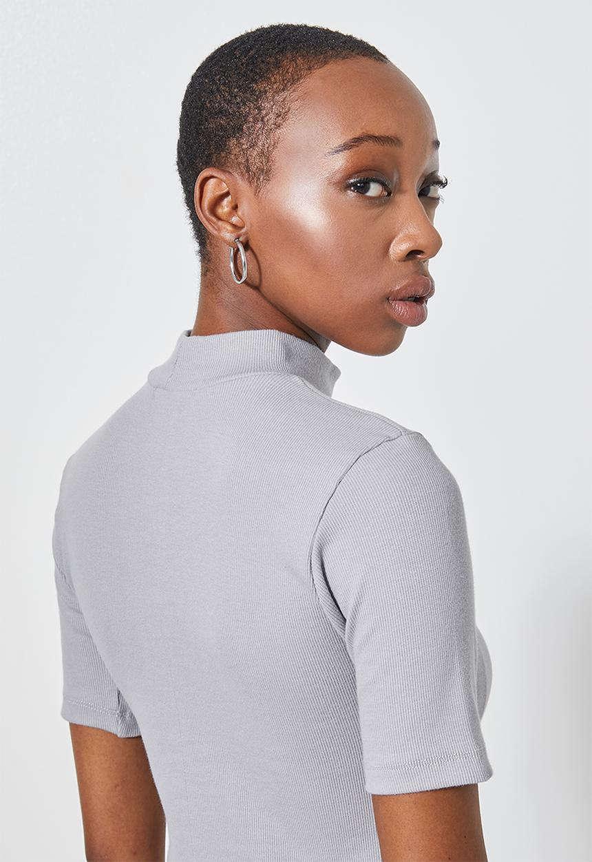 Superbalist - 2 pack lycra rib turtle neck tee's - grey & blue 
