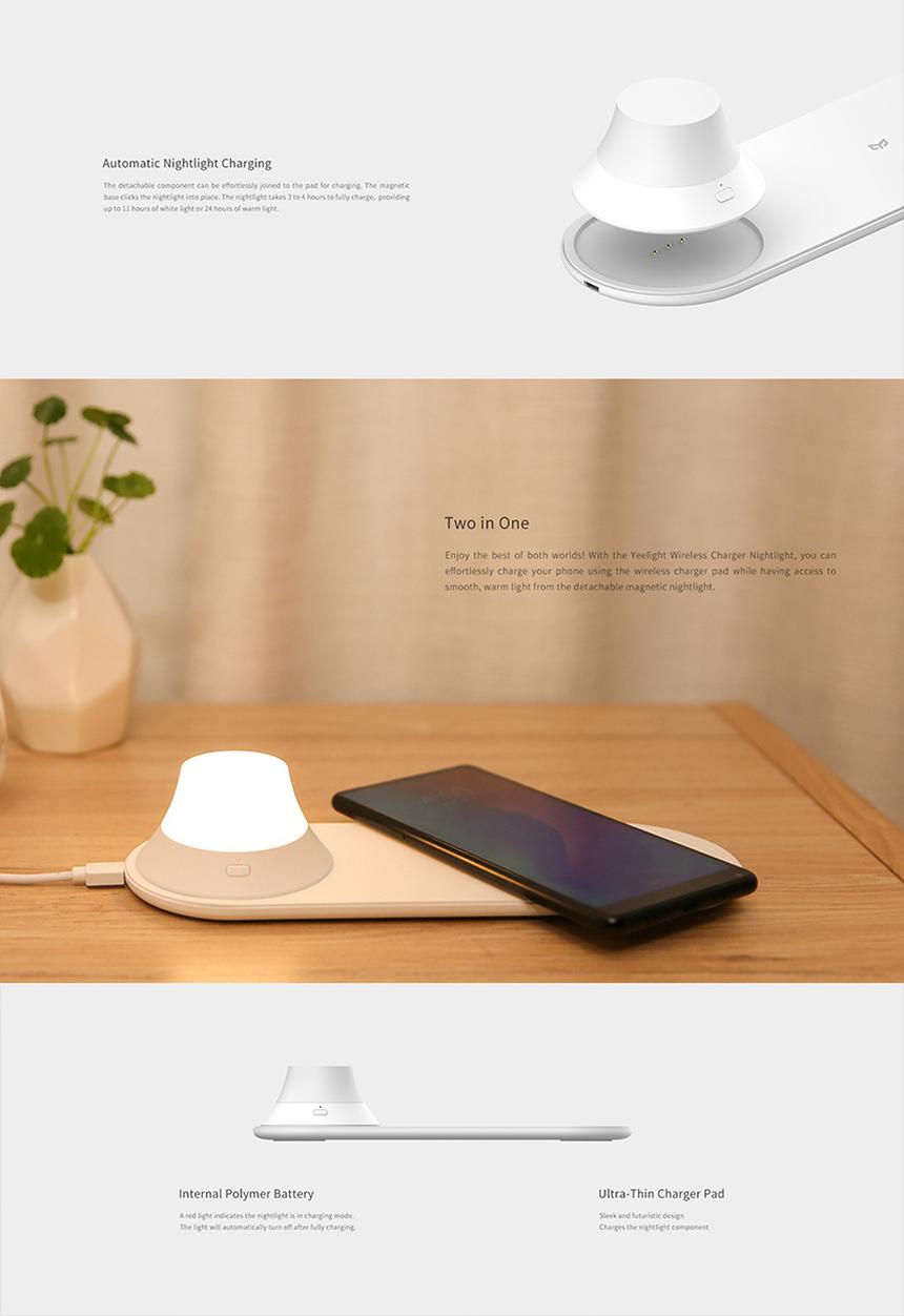 Yeelight - 15w Wireless Charging Nightlight - Removable Portable Magnet Light