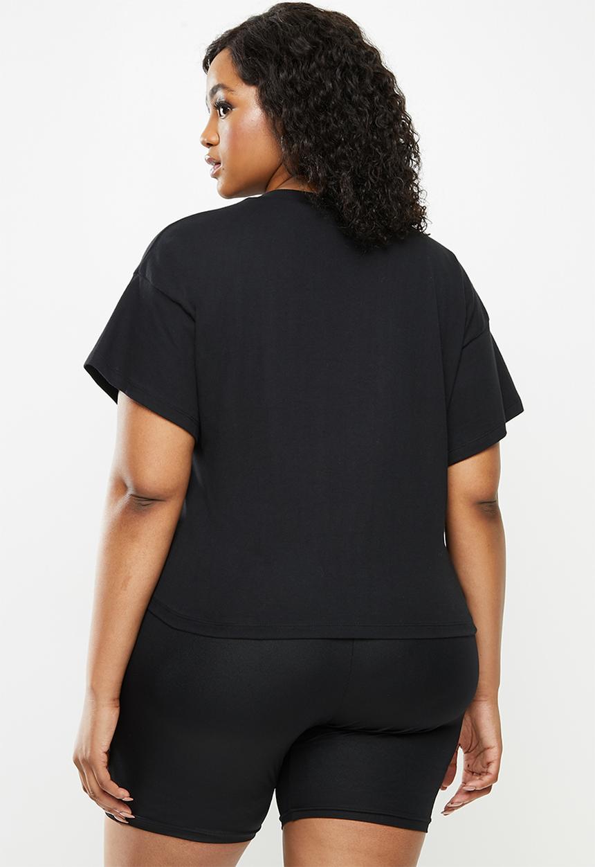 Blake - Cropped oversized tee- black 