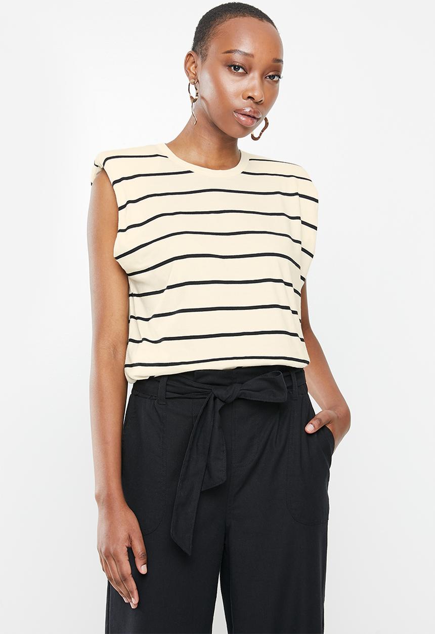 MANGO - T-shirt hombro - neutral & black 