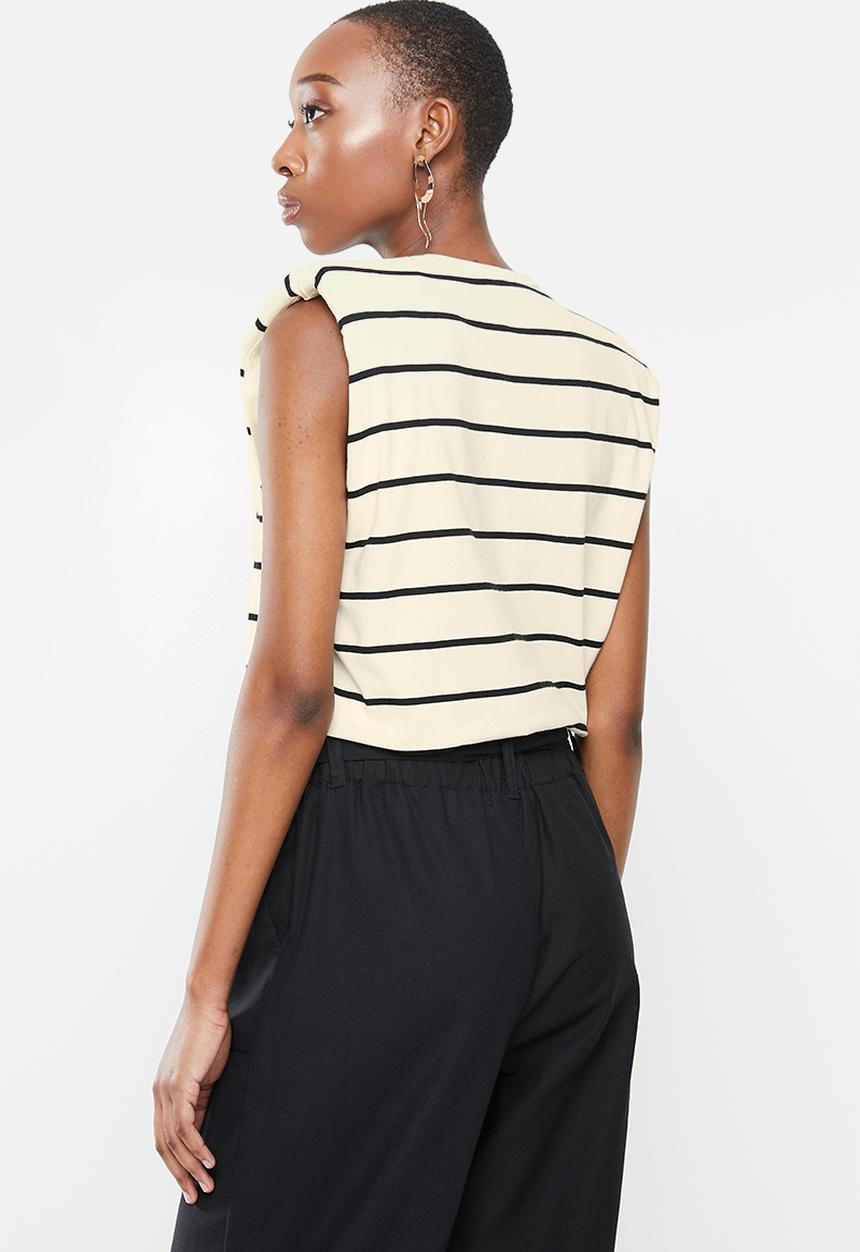MANGO - T-shirt hombro - neutral & black 