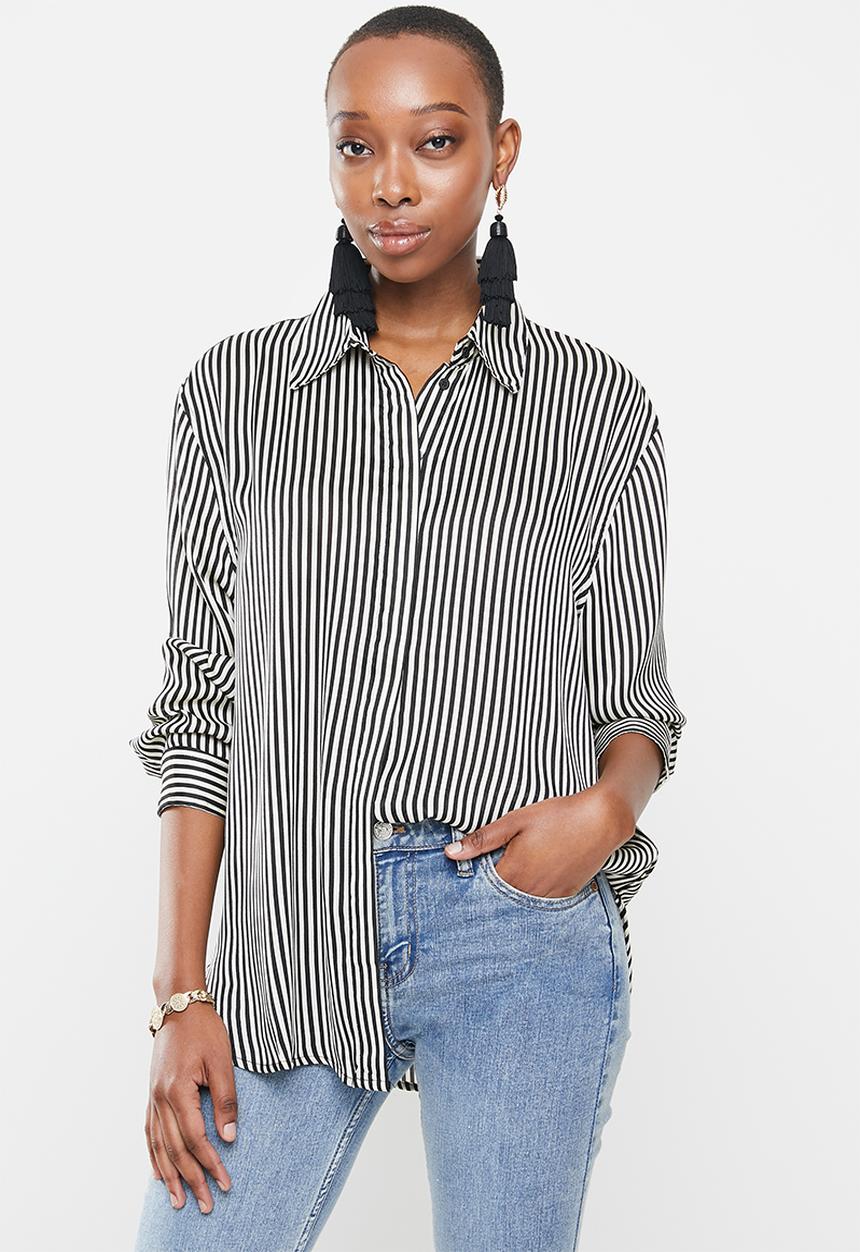 MANGO - Shirt bass - black & white 