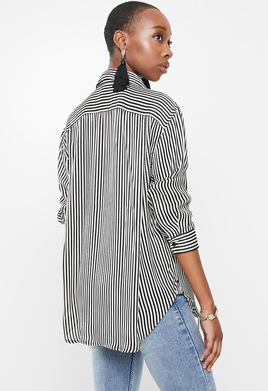 MANGO - Shirt bass - black & white 