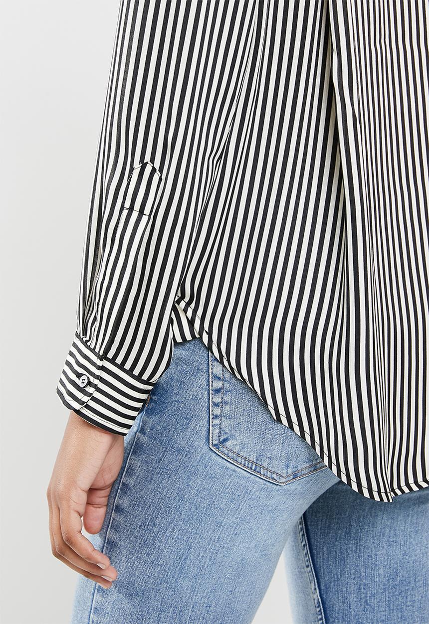 MANGO - Shirt bass - black & white 