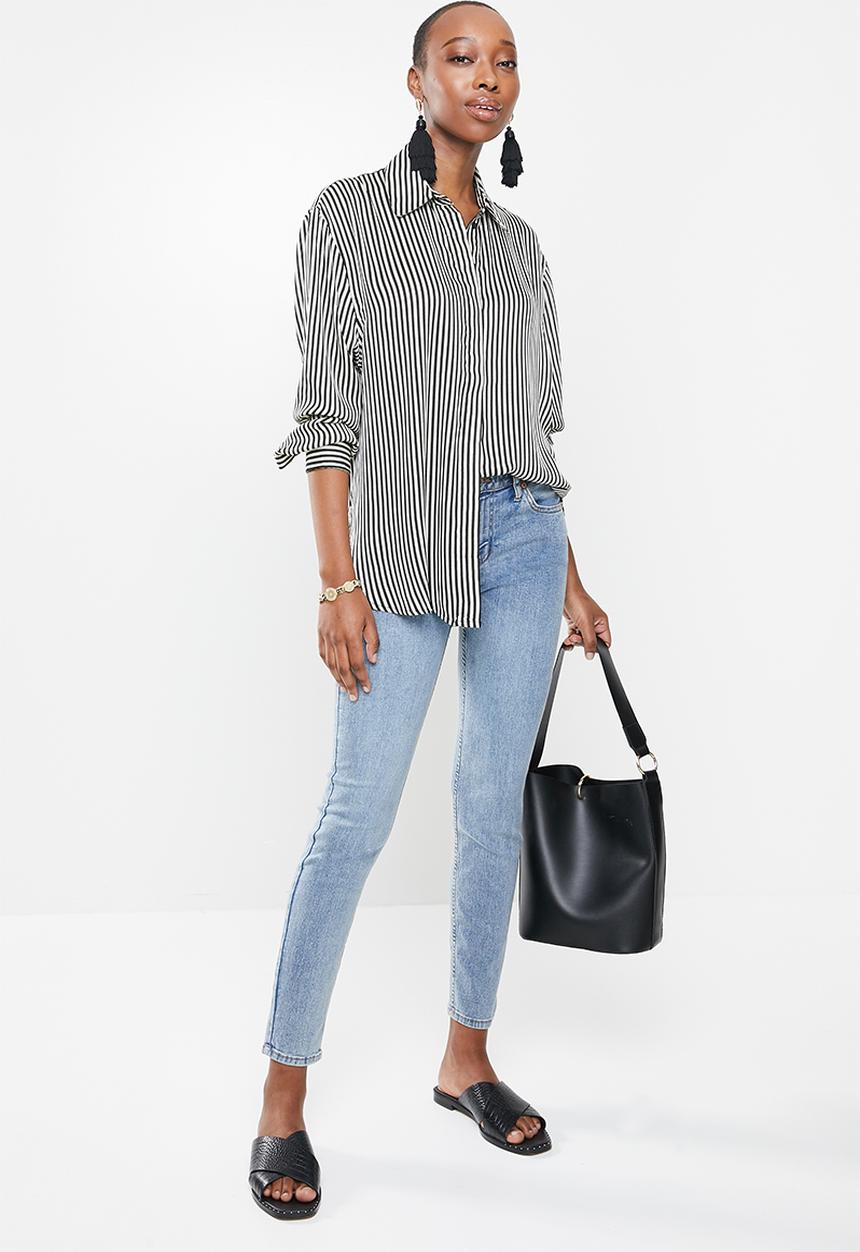 MANGO - Shirt bass - black & white 