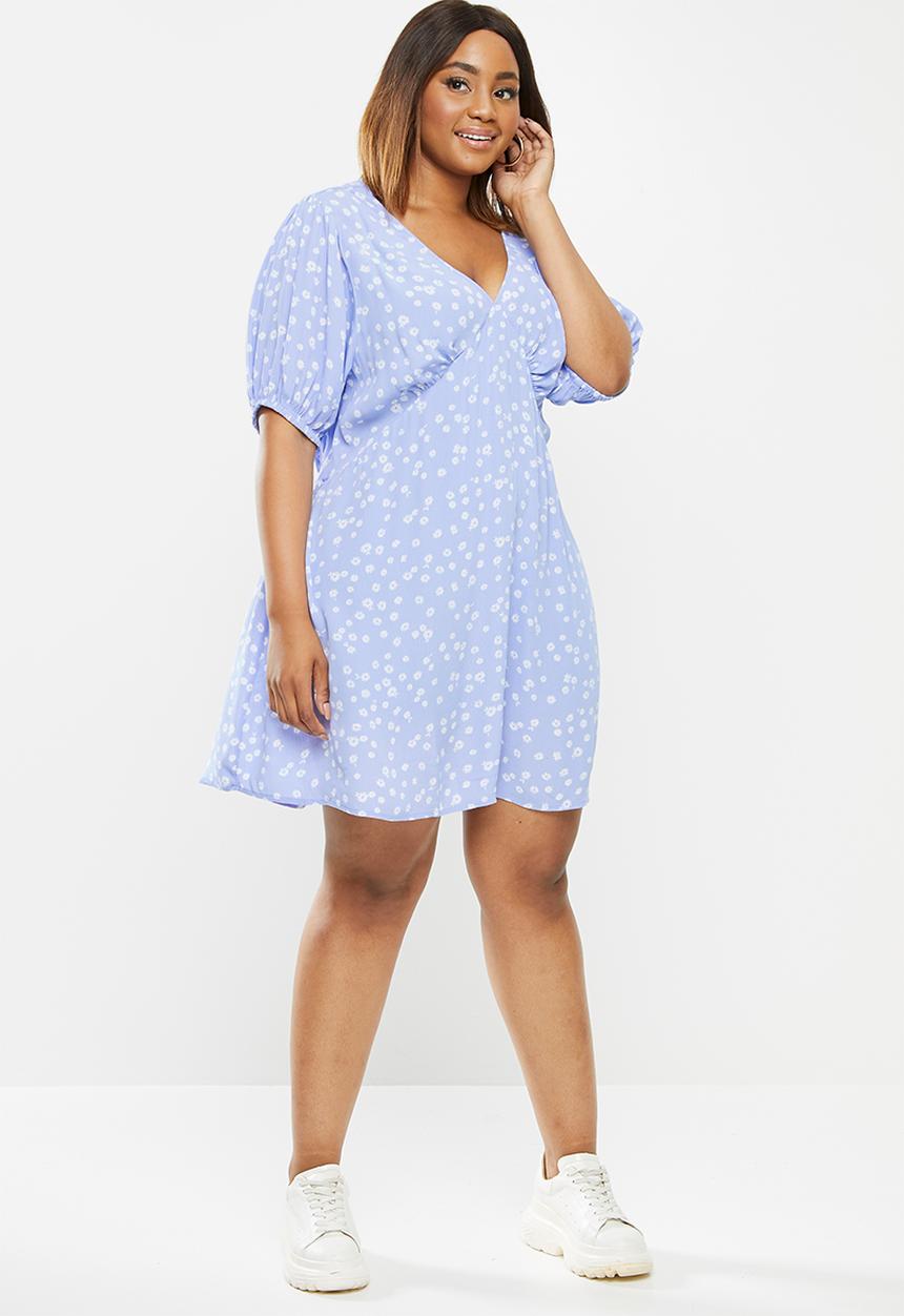 Cotton On - Curve woven miranda mini tea dress - stella daisy powder blue