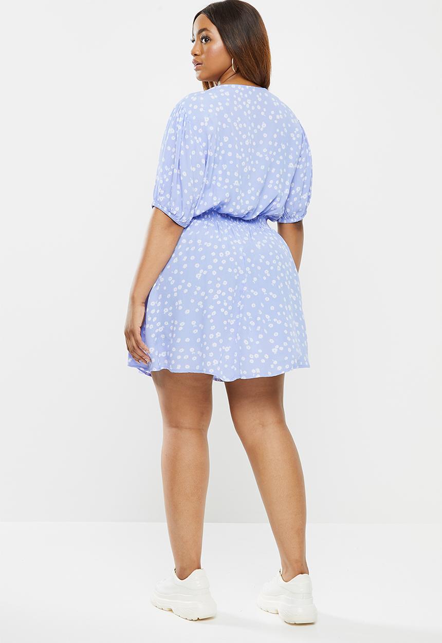 Cotton On - Curve woven miranda mini tea dress - stella daisy powder blue
