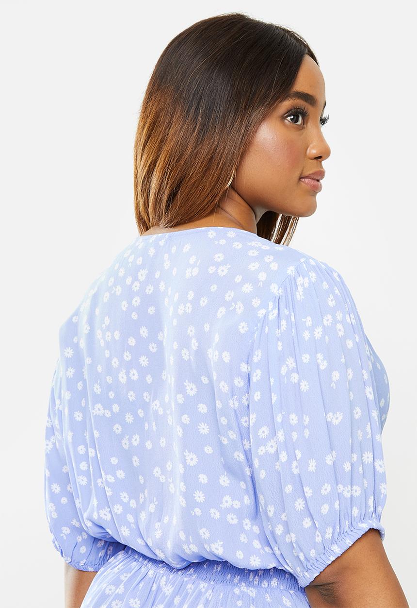 Cotton On - Curve woven miranda mini tea dress - stella daisy powder blue