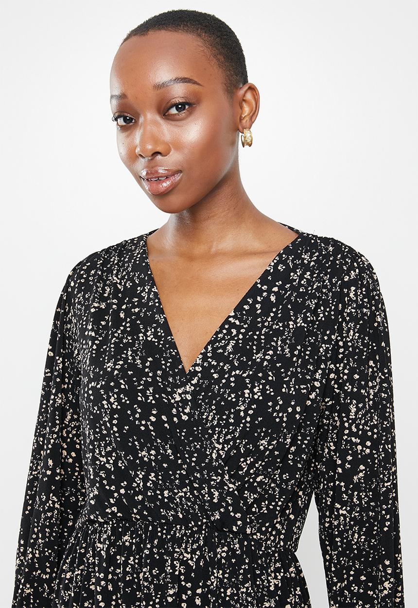 MANGO - Dress moss - black & brown 