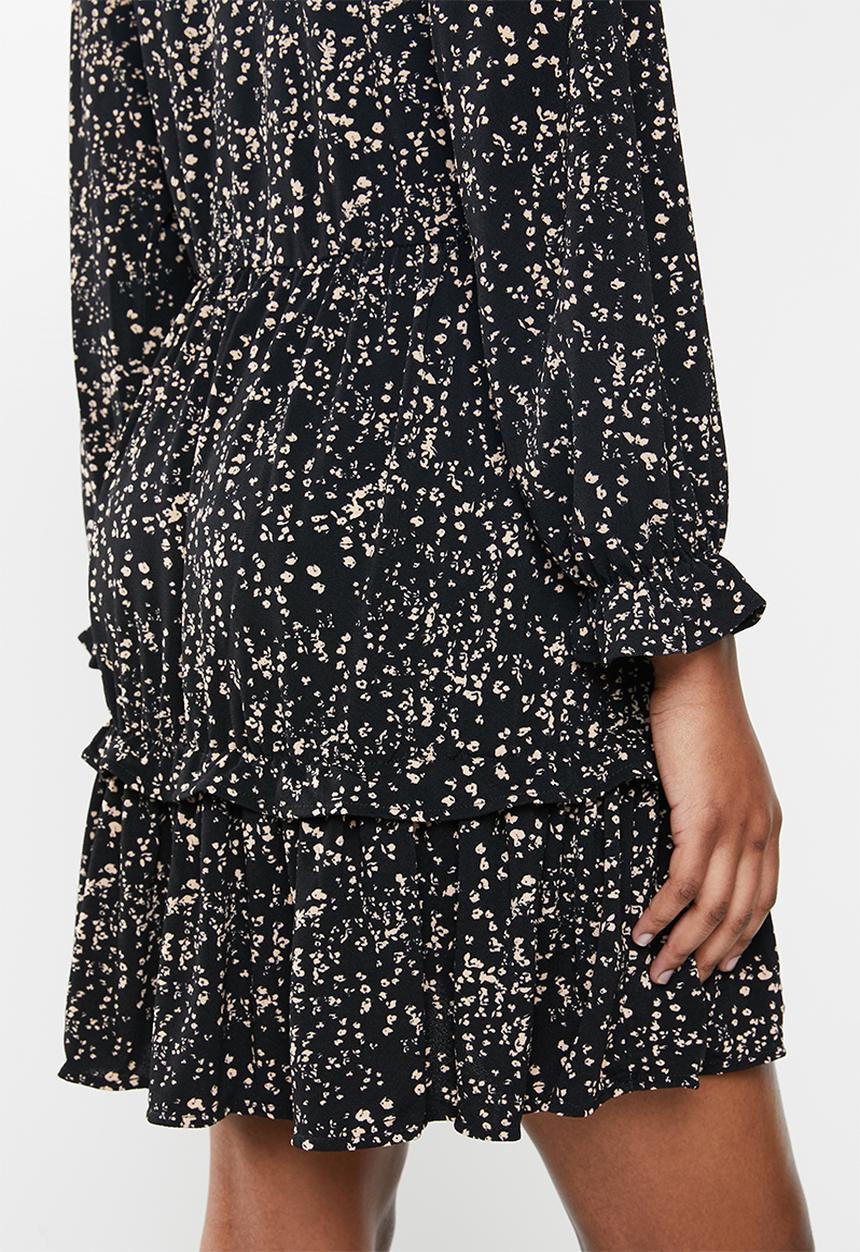 MANGO - Dress moss - black & brown 