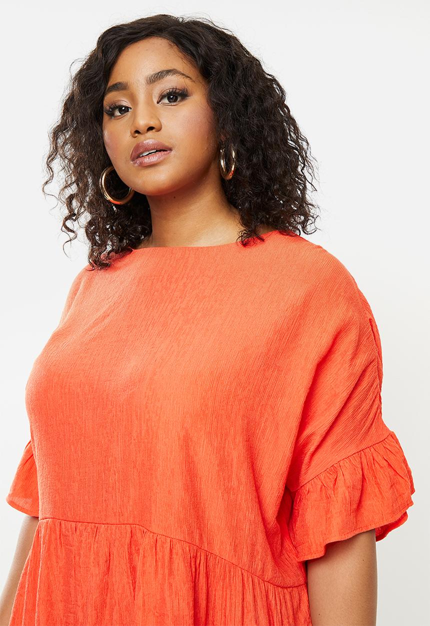 Missguided - Plus size textured smock dress - orange
