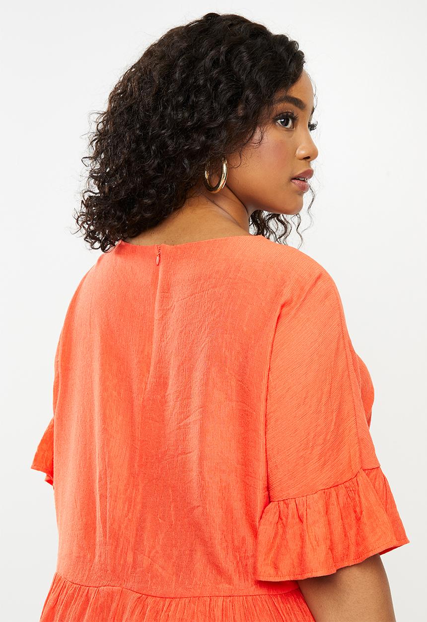 Missguided - Plus size textured smock dress - orange