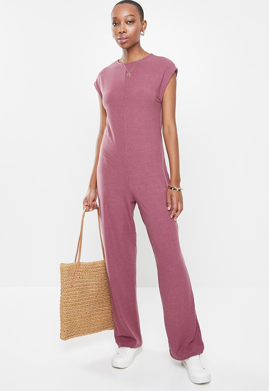 edit - Sleeveless ribbed knit jumpsuit - rose 