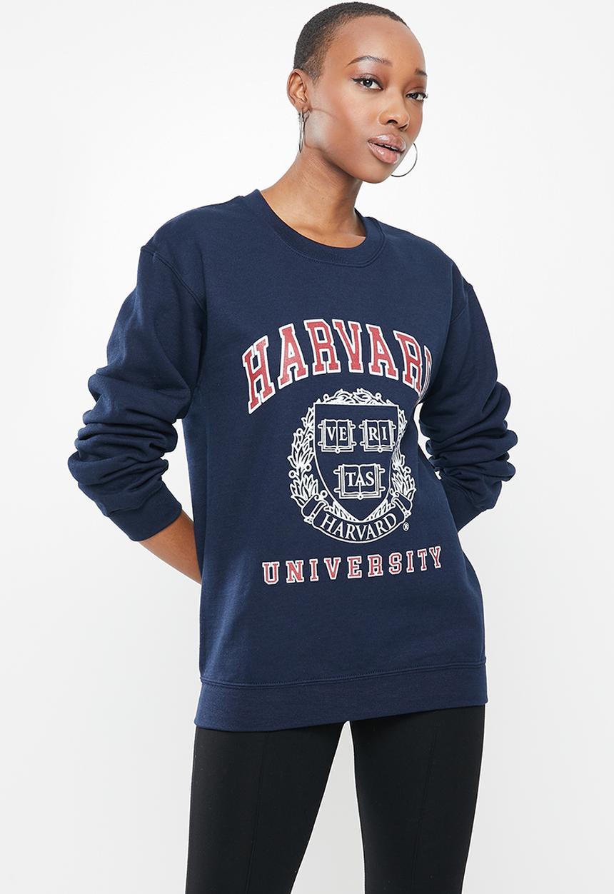 Missguided - Harvard graphic stripe detail sweat - navy