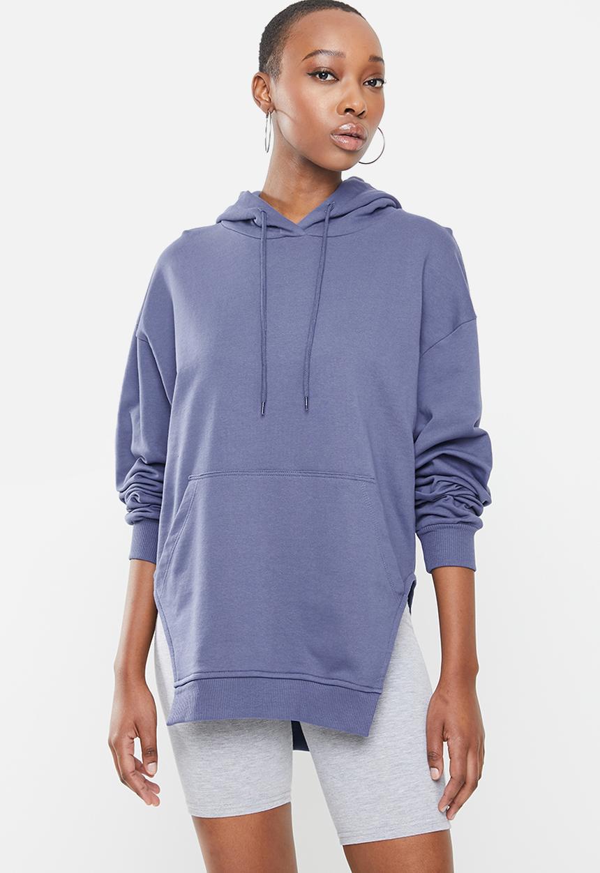 Missguided - Corset cut asymmetric hoodie - blue