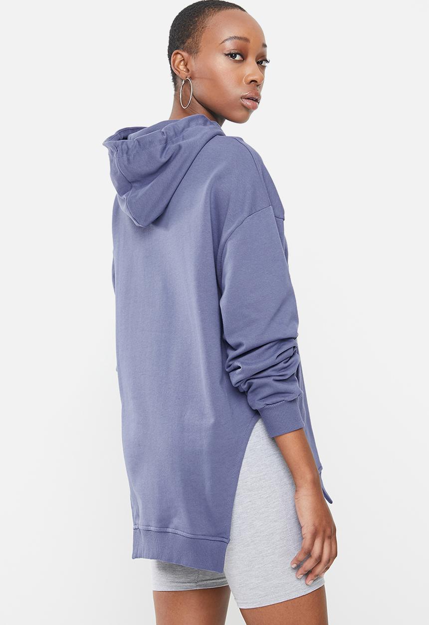 Missguided - Corset cut asymmetric hoodie - blue