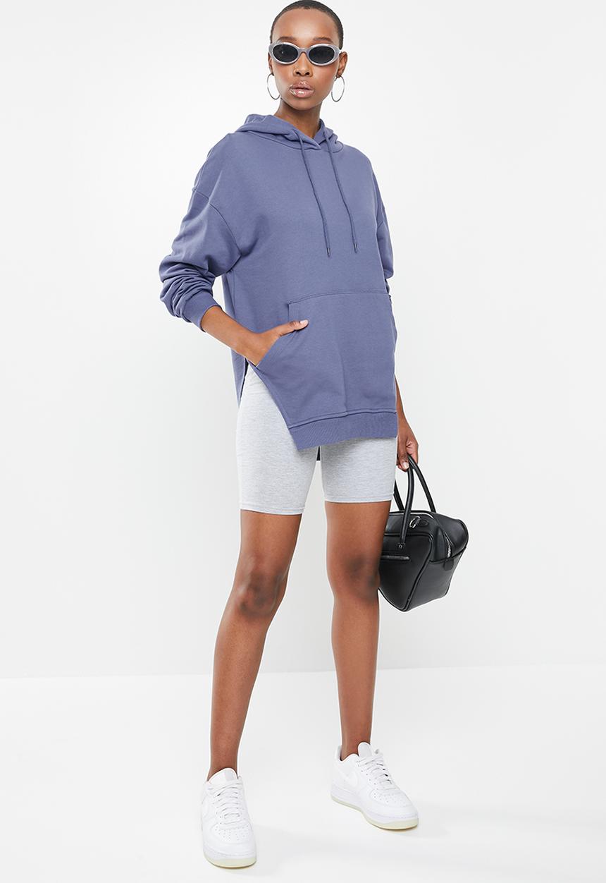 Missguided - Corset cut asymmetric hoodie - blue
