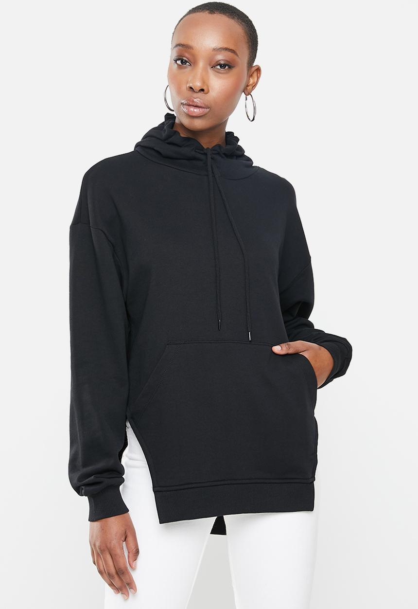 Missguided - Corset cut asymmetric hoodie - black