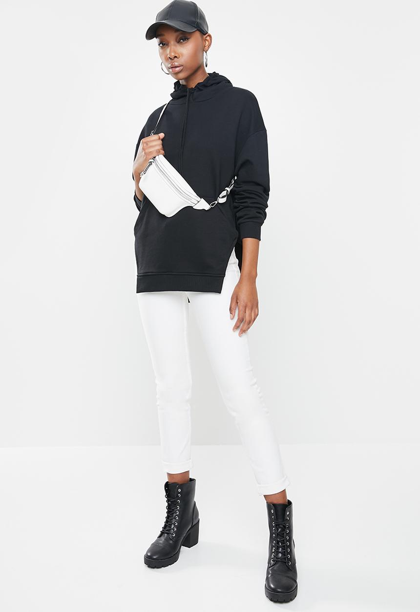 Missguided - Corset cut asymmetric hoodie - black