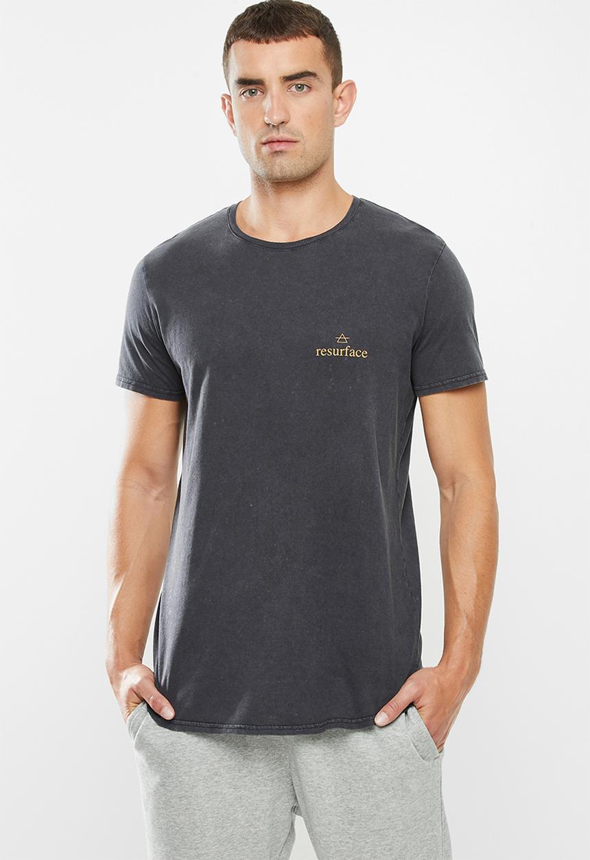 Factorie - Curved graphic T-shirt - washed black