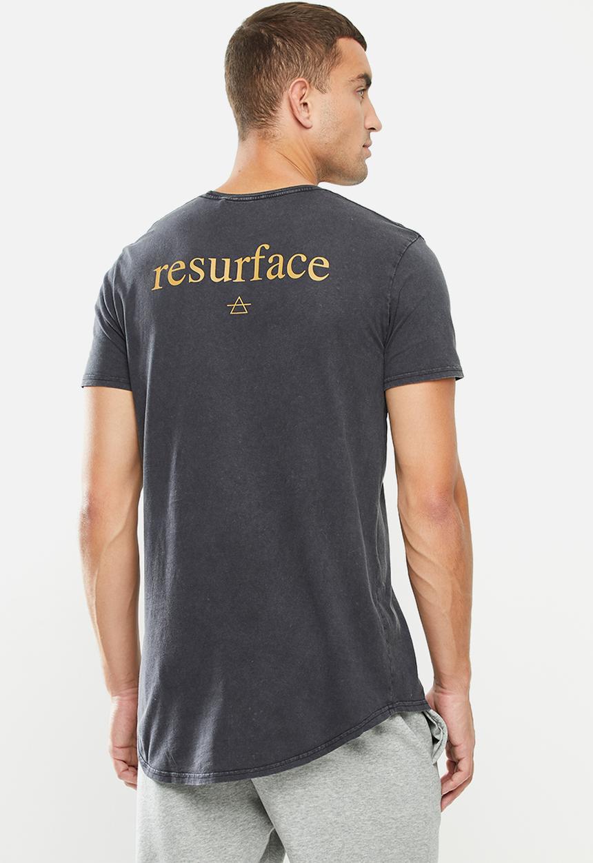 Factorie - Curved graphic T-shirt - washed black