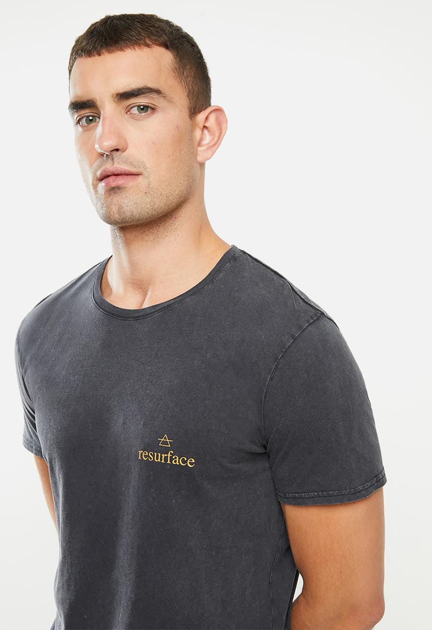 Factorie - Curved graphic T-shirt - washed black