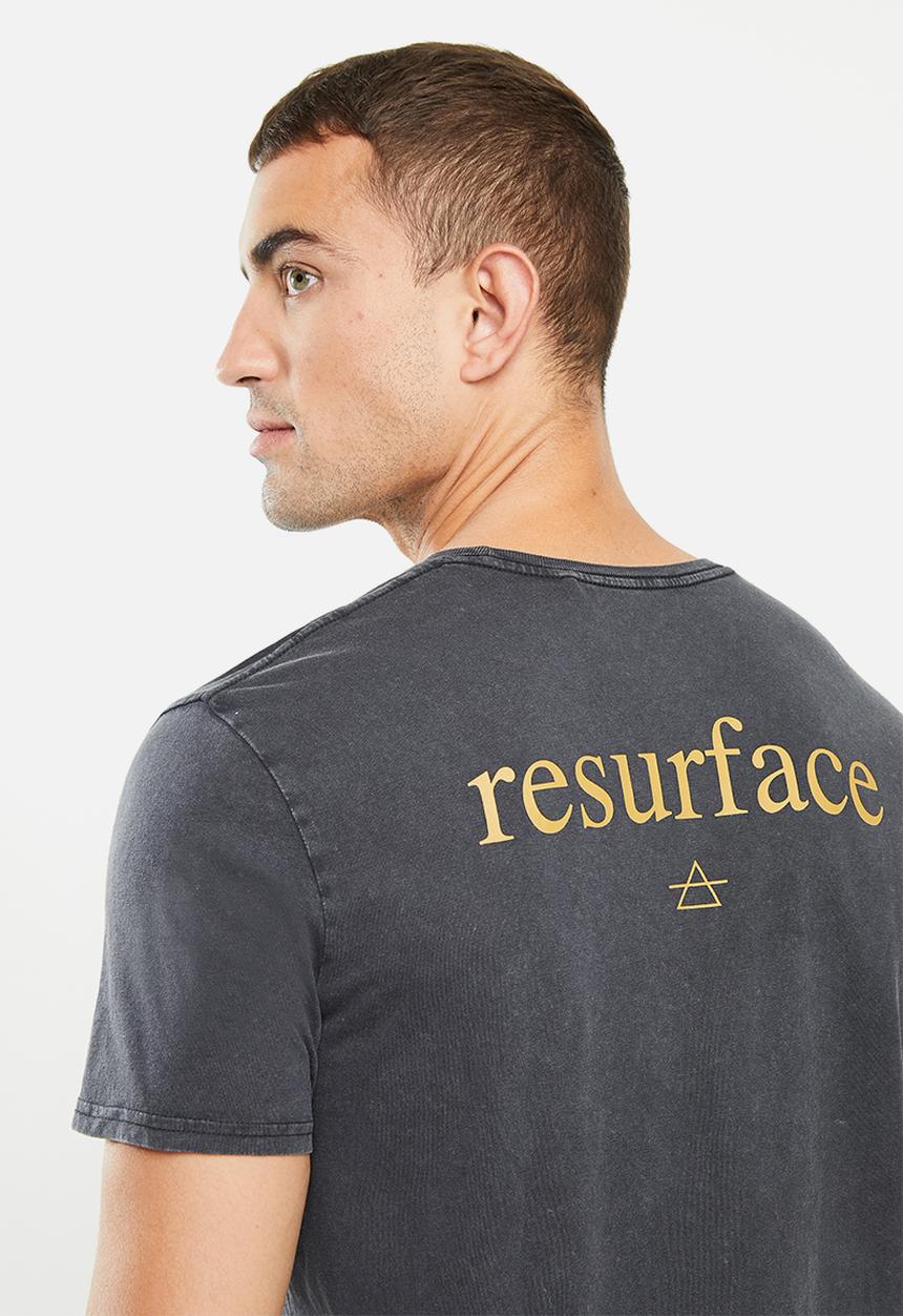 Factorie - Curved graphic T-shirt - washed black
