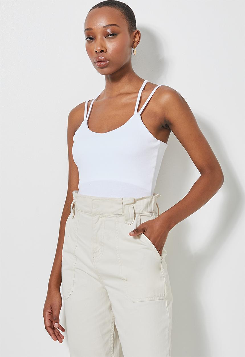 Superbalist - Rib double strap bodysuit - white