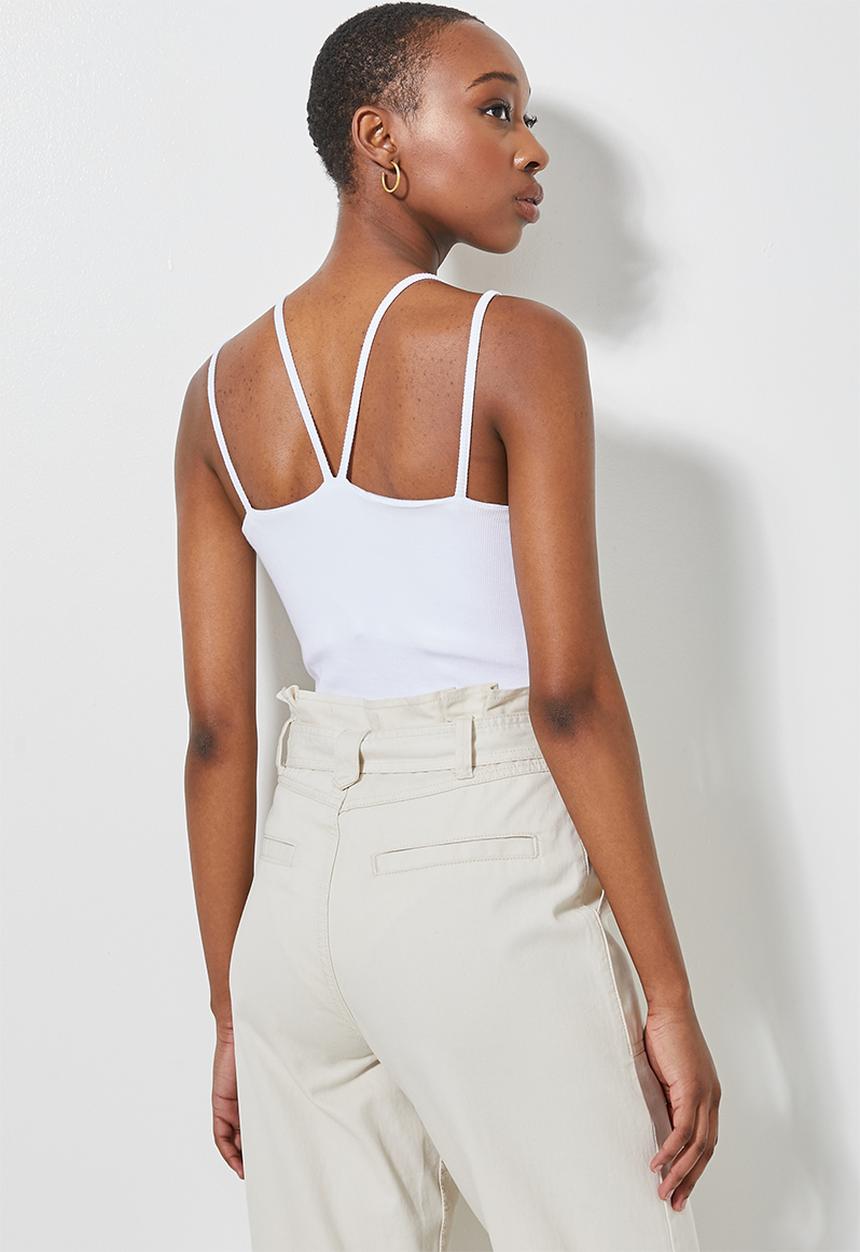 Superbalist - Rib double strap bodysuit - white