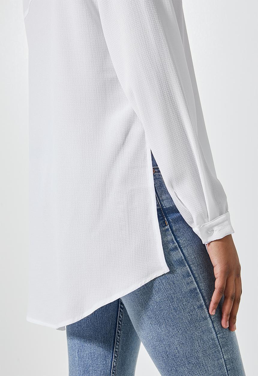 Superbalist - Funnel neck longline blouse - white