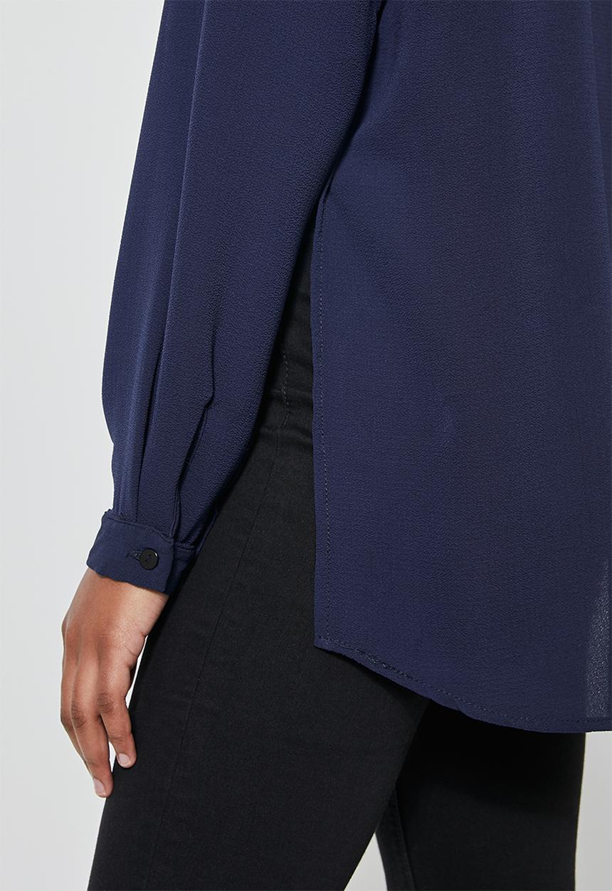 Superbalist - Funnel neck longline blouse - navy