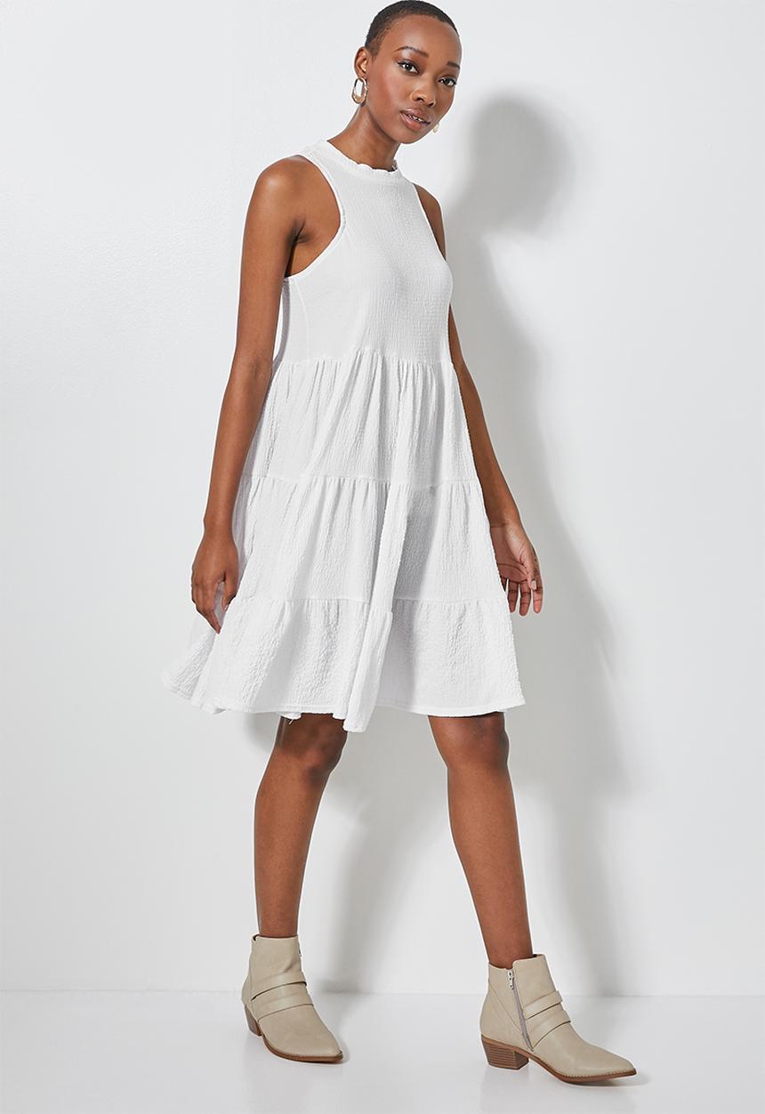 Superbalist - Sleeveless textured knit volume dress - white