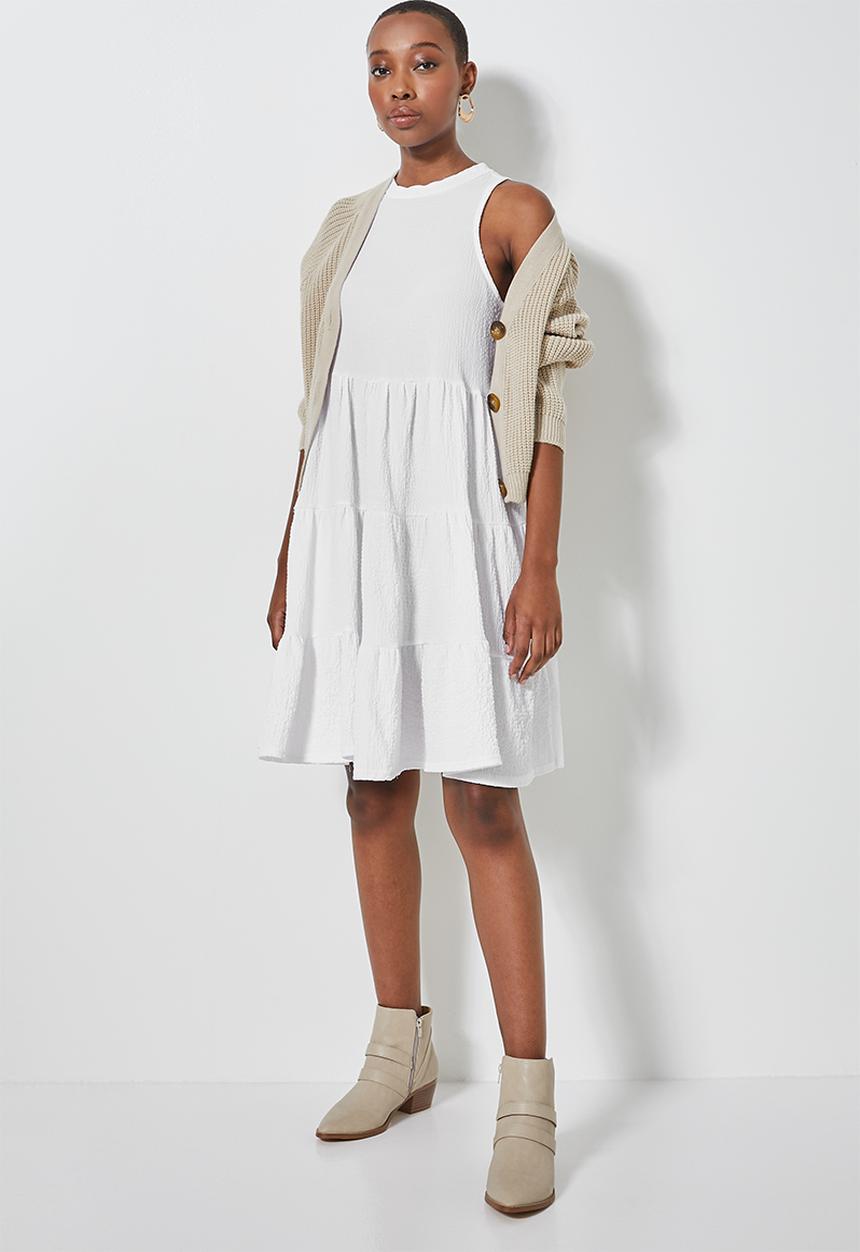 Superbalist - Sleeveless textured knit volume dress - white