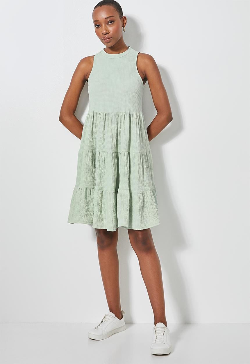 Superbalist - Sleeveless textured knit volume dress - sage