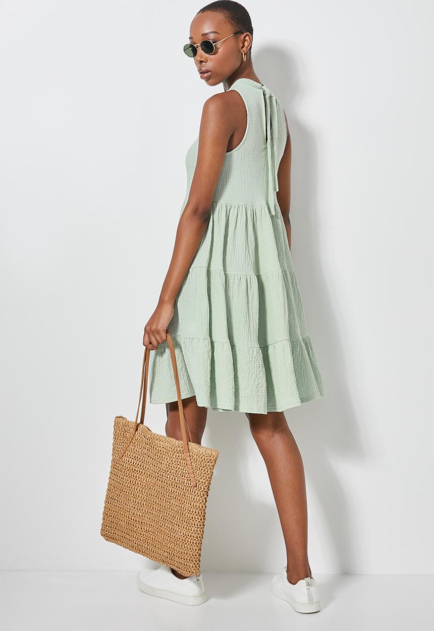 Superbalist - Sleeveless textured knit volume dress - sage