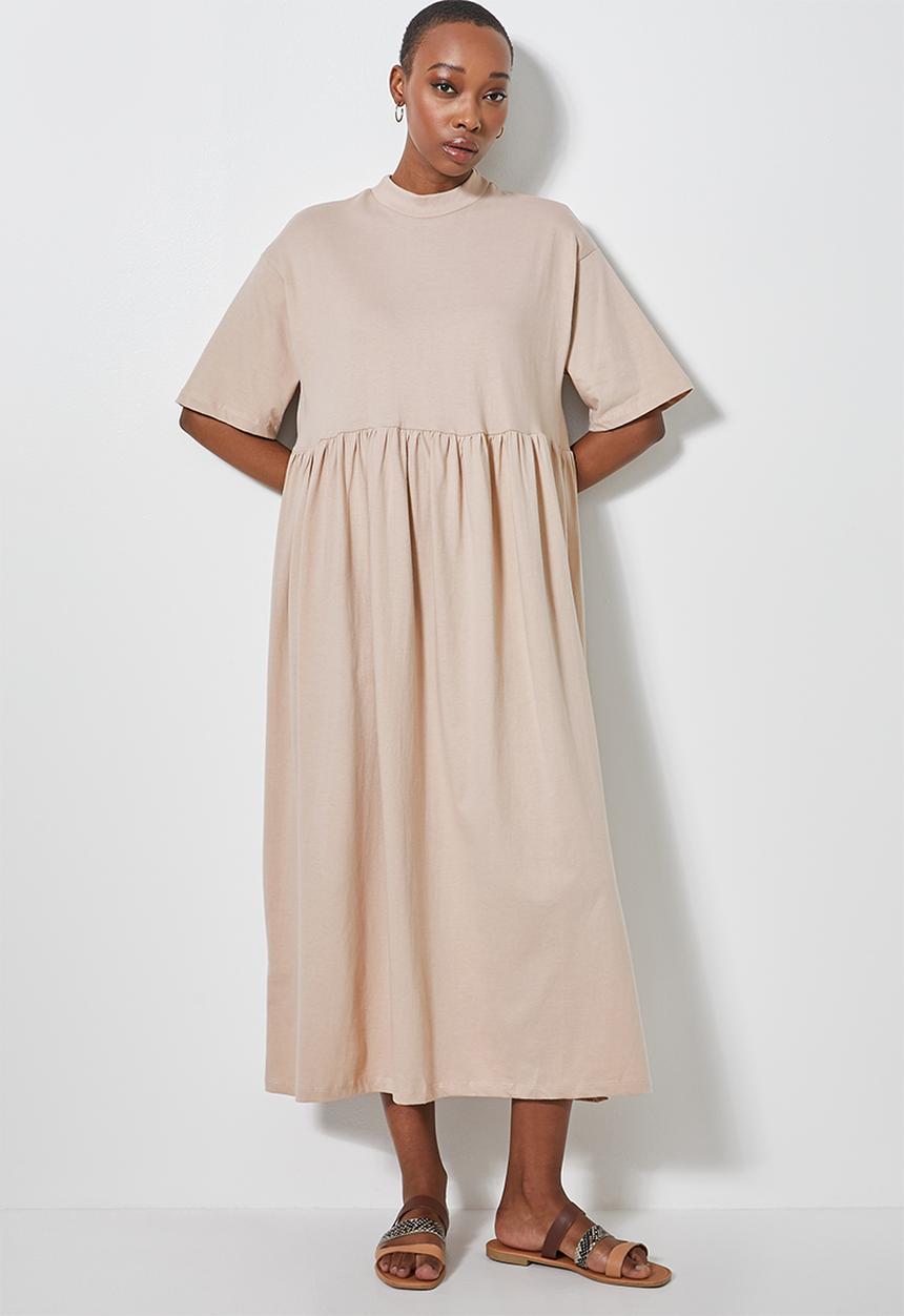 Superbalist - Babydoll T-shirt dress - stone