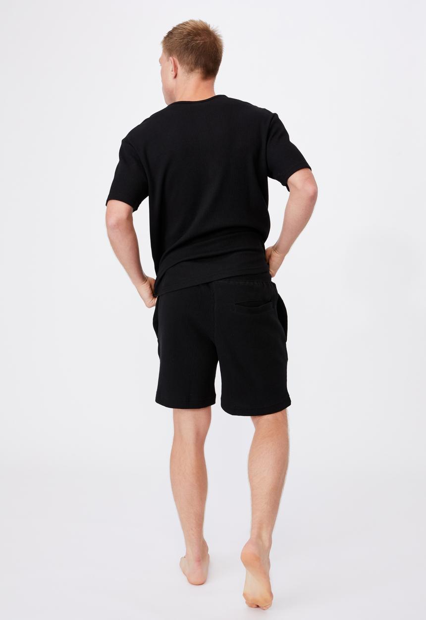 Cotton On - Waffle jogger short - black