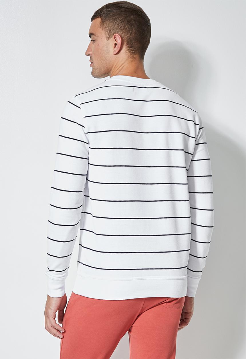 Superbalist - Brewer stripe crew neck sweat - white & navy