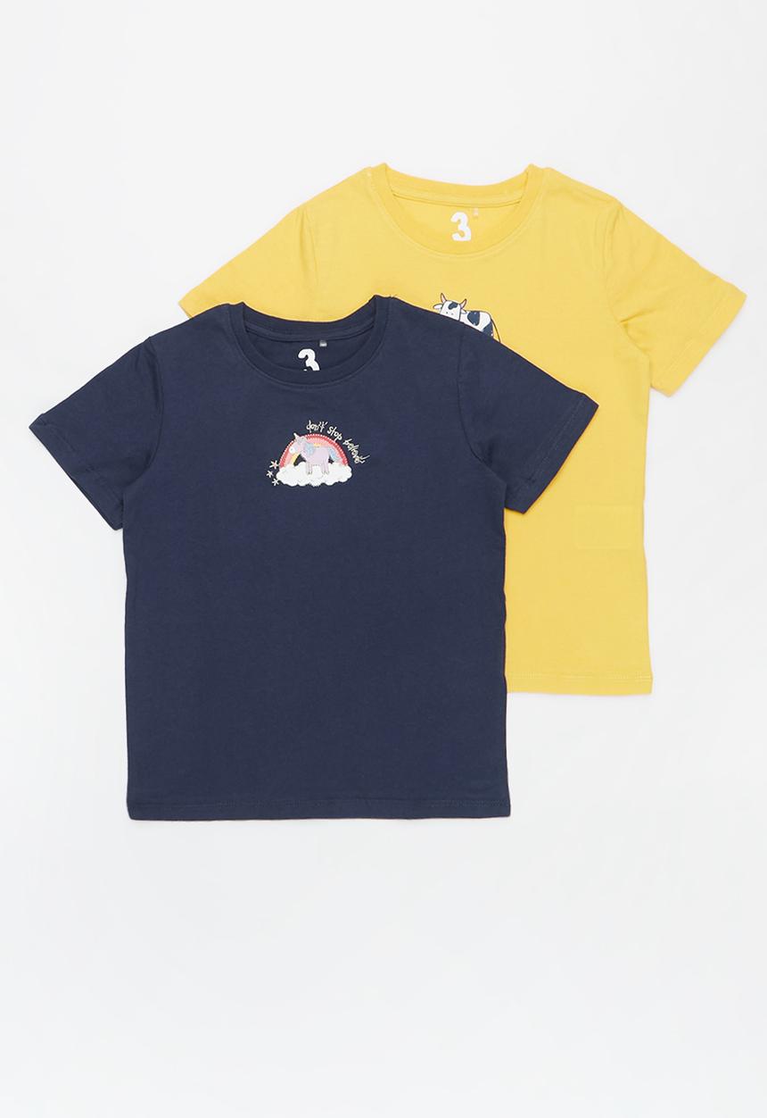 Cotton On - Penelope short sleeve tee 2 pack - navy & yellow 