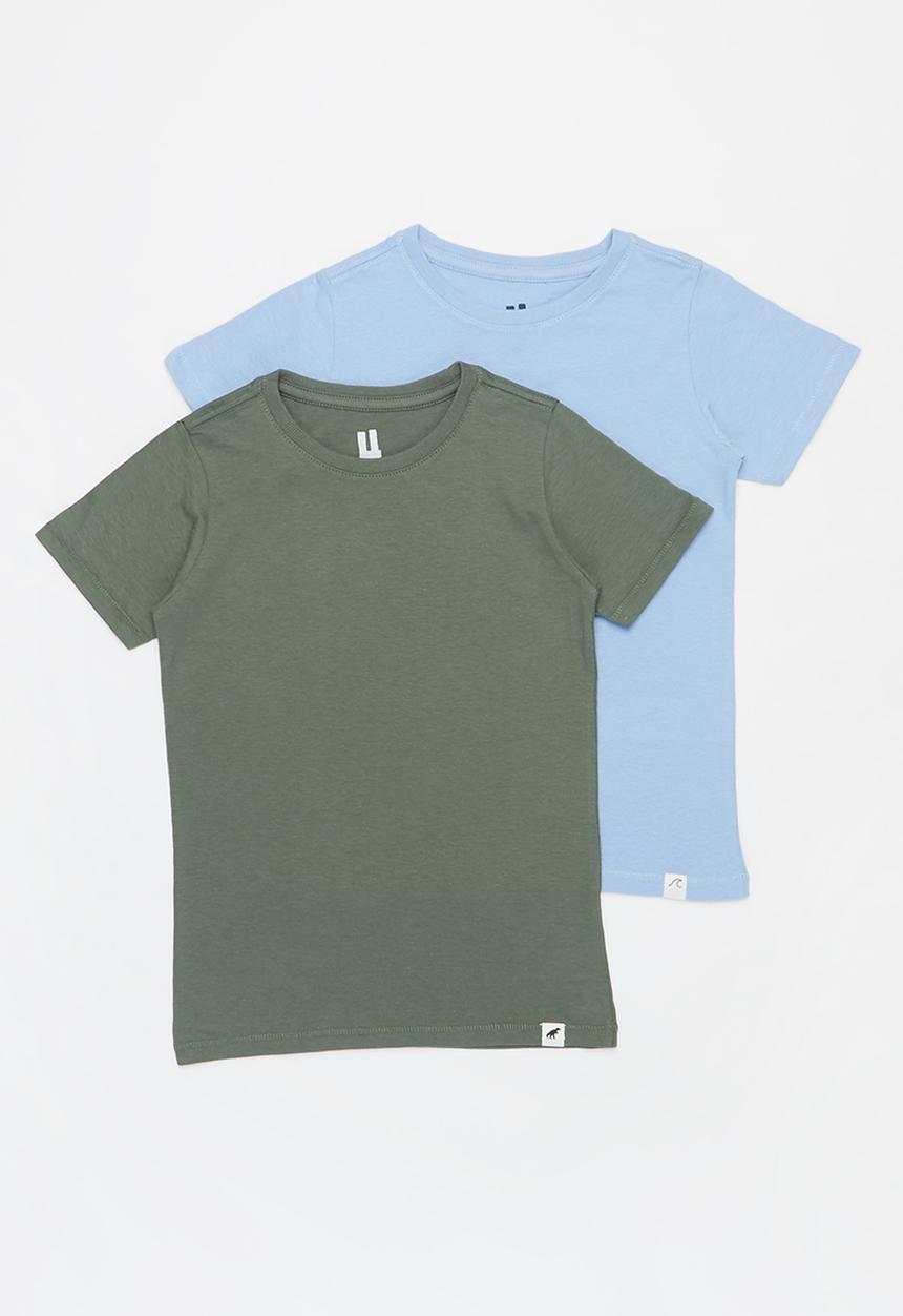 Cotton On - 2 Pack core short sleeve tee - khaki & blue 
