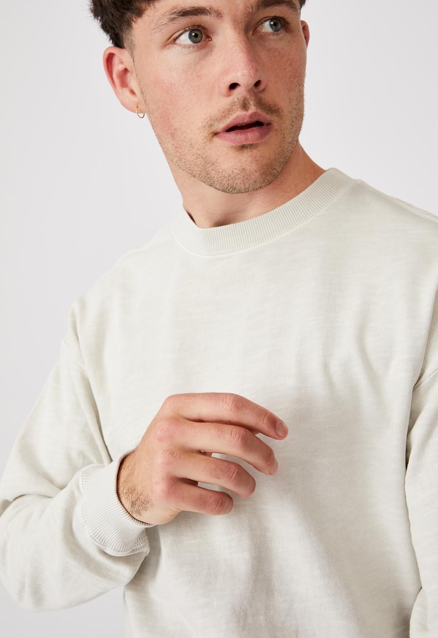 Cotton On - Pigment dyed oversized crew - ecru