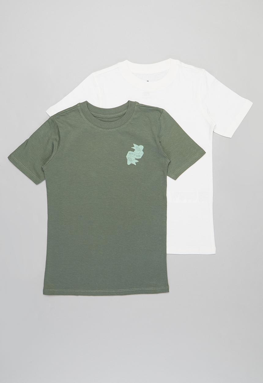 Cotton On - 2 Pack max skater short sleeve tee - khaki & neutral 