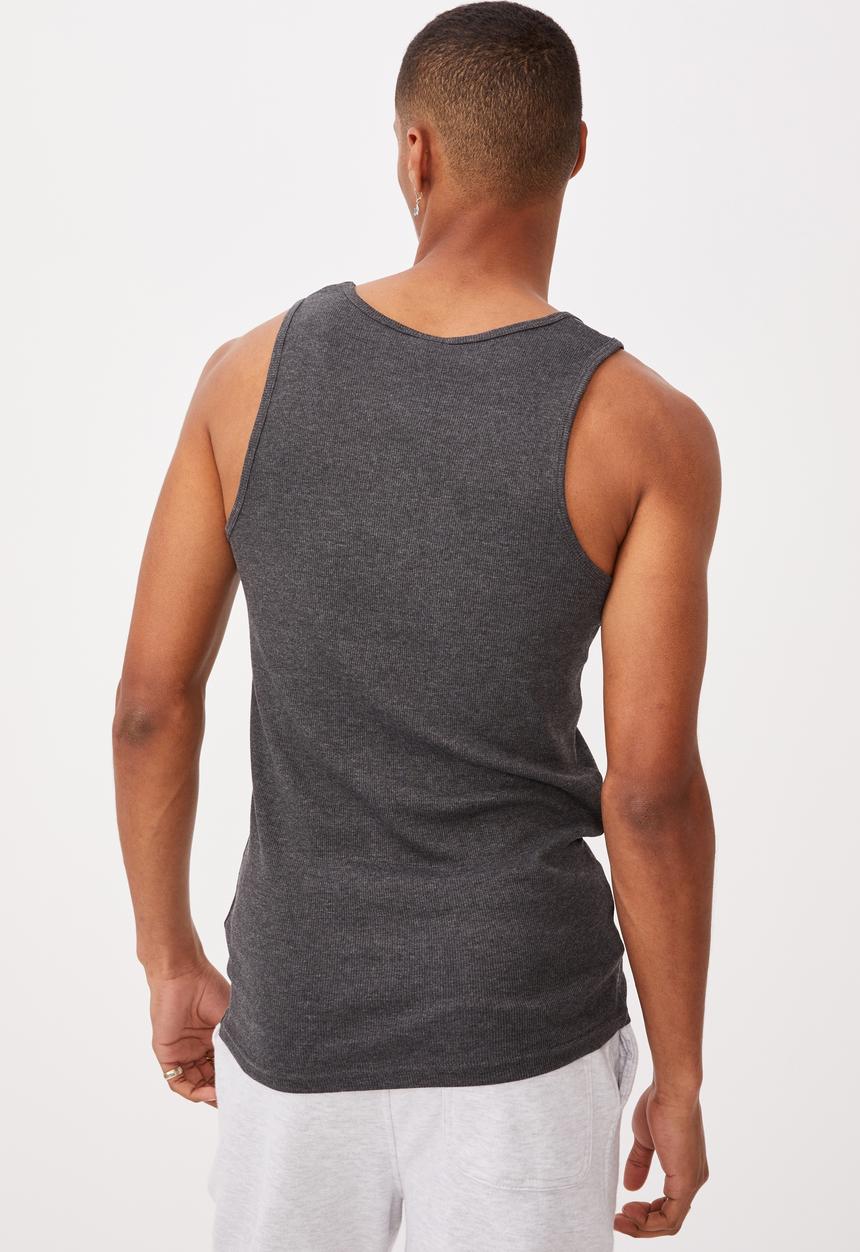 Cotton On - Rib tank - charcoal marle