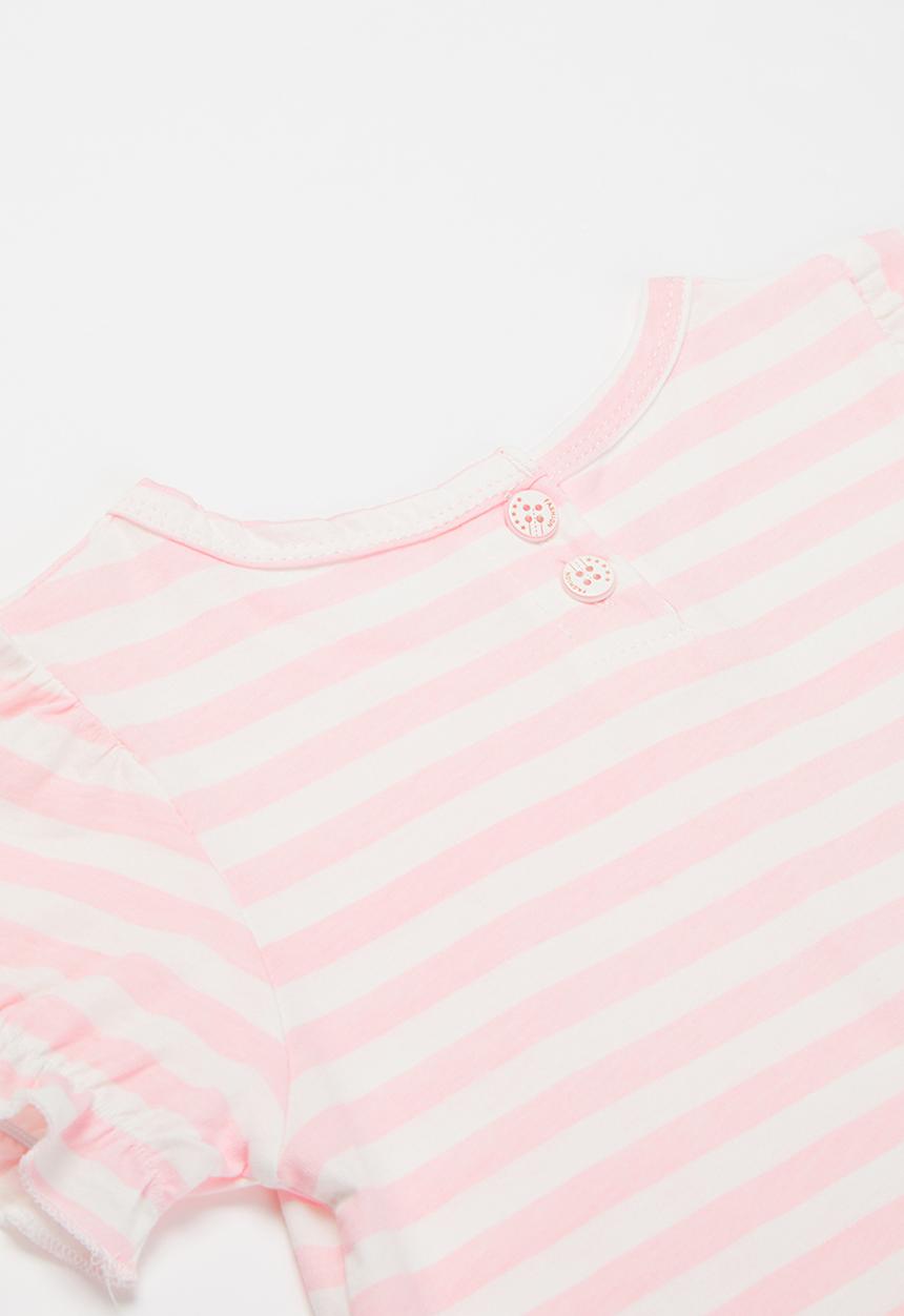 Pop Candy - Girls stripe tee - pink & white