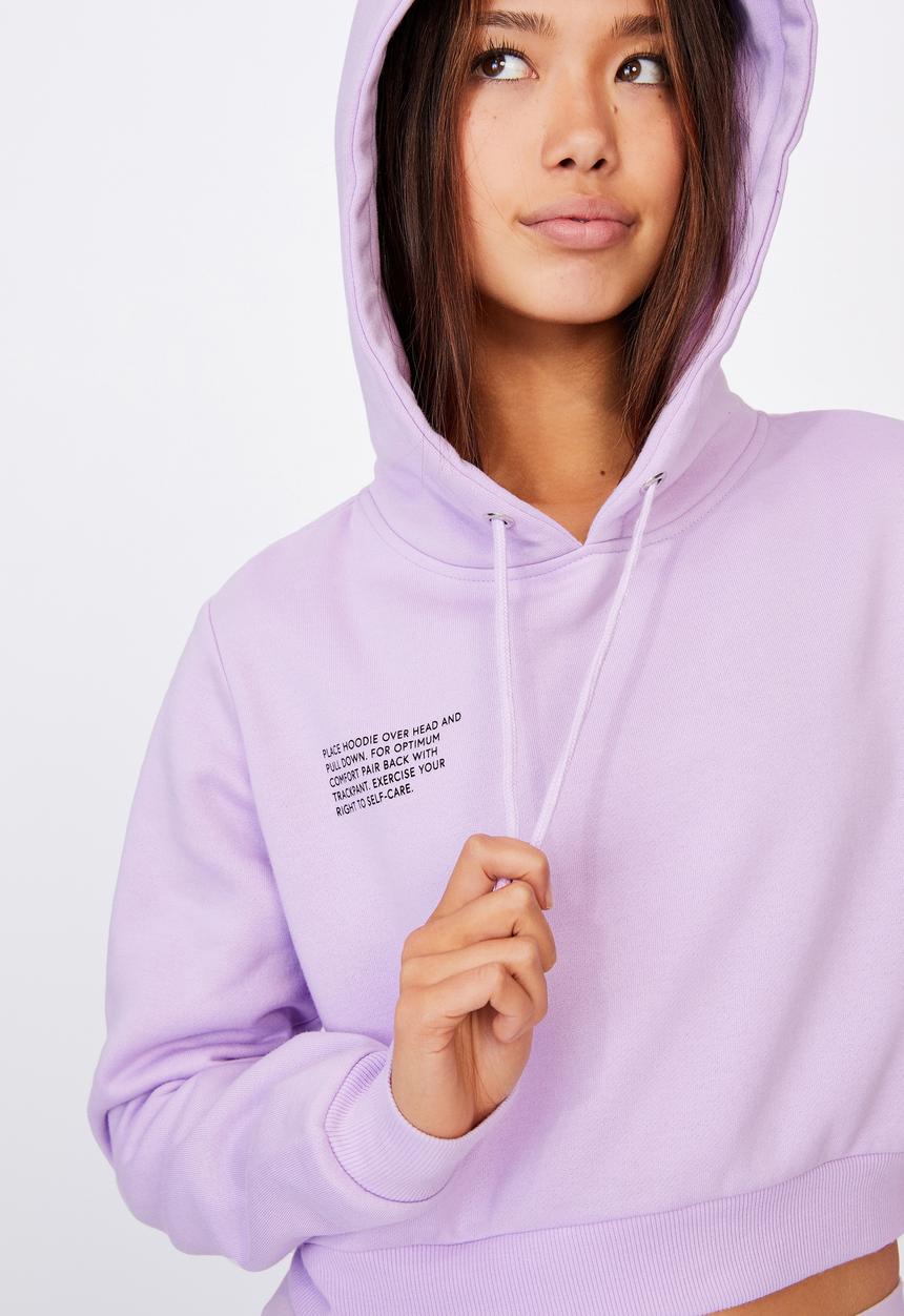 Factorie - Classic crop graphic hoodie - lilac 